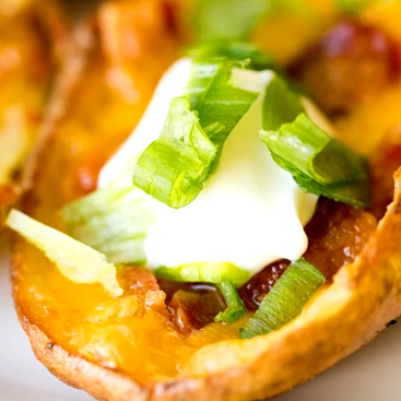A closeup of a potato skin